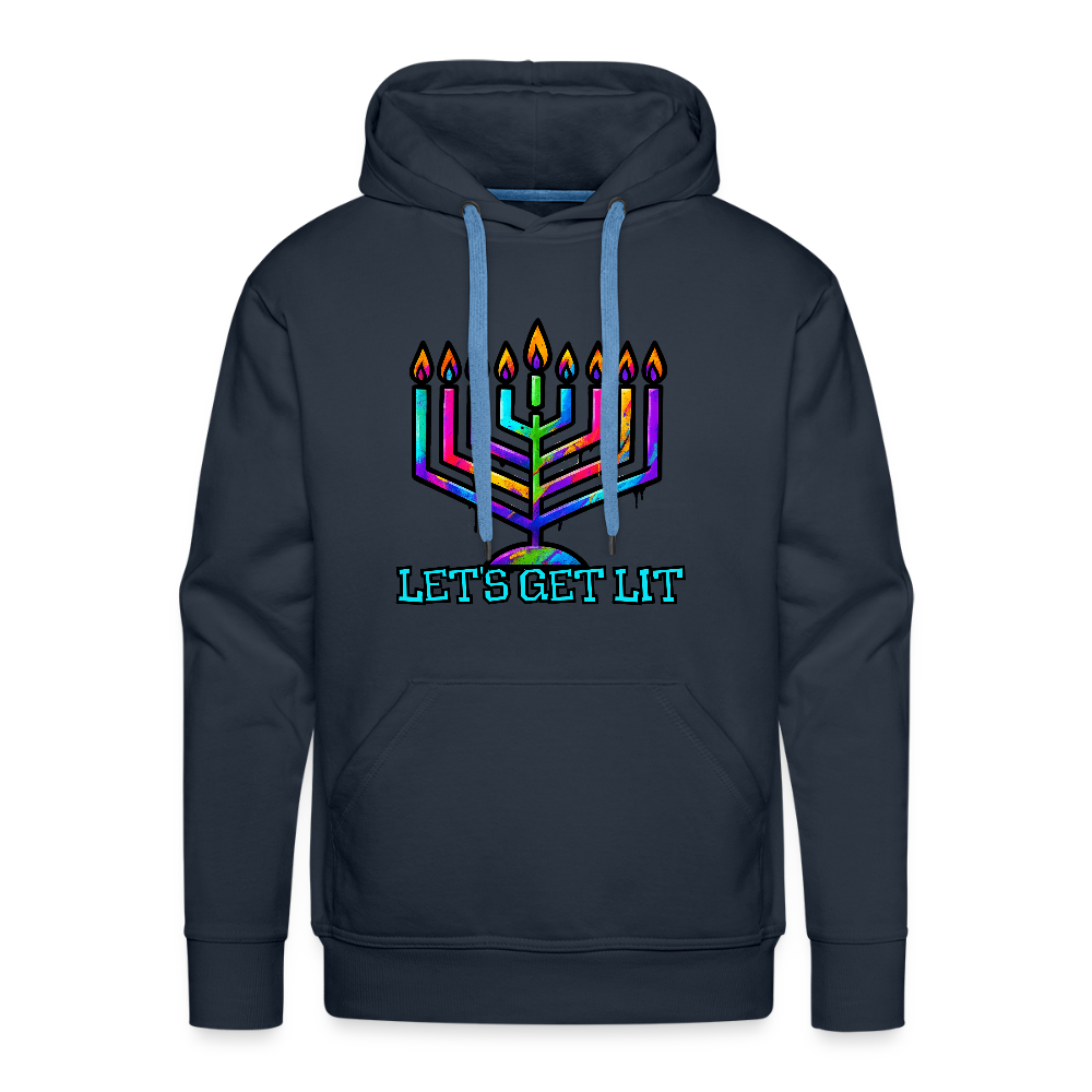 Let's Get Lit Chabad Menorah Men’s Premium Hoodie - navy