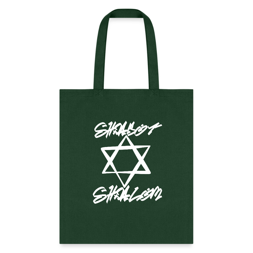Shabbat Shalom Graffiti Light Star Tote Bag - forest green