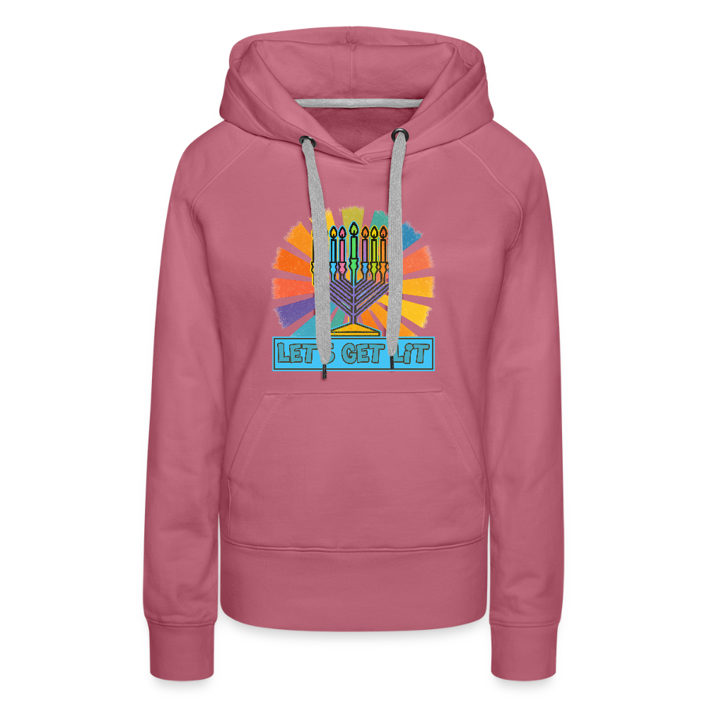 Radiant Retro Let's Get Lit Menorah Women’s Premium Hoodie - mauve