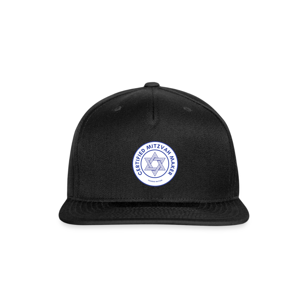 Certified Mitzvah Maker Snapback Baseball Cap - black