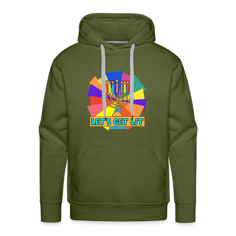 Glow & Get Lit Chanukah Menorah Men’s Premium Hoodie - olive green