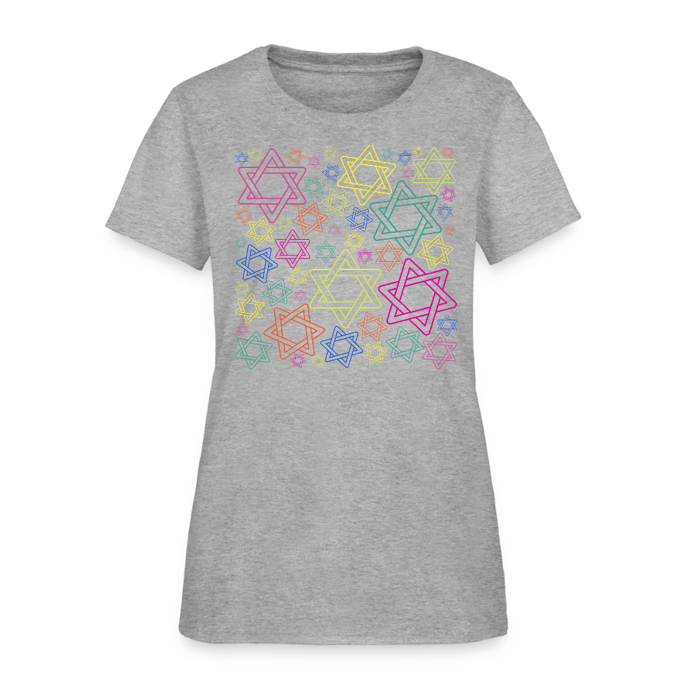 Neon Star of David Festival Women's T-Shirt - heather gray
