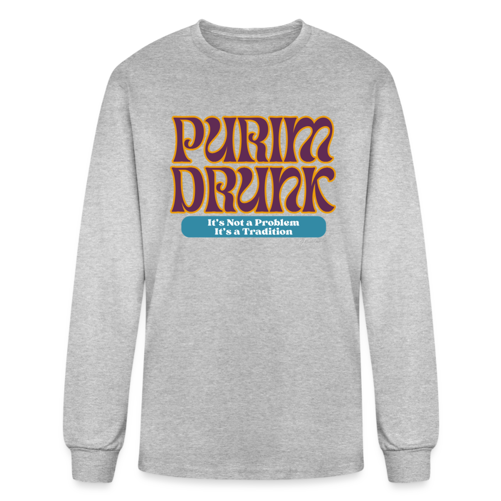 Purim Drunk Men's Long Sleeve T-Shirt - heather gray