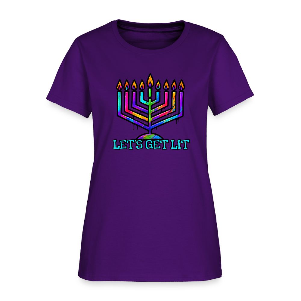 Let's Get Lit Chabad Menorah Women's T-Shirt - purple