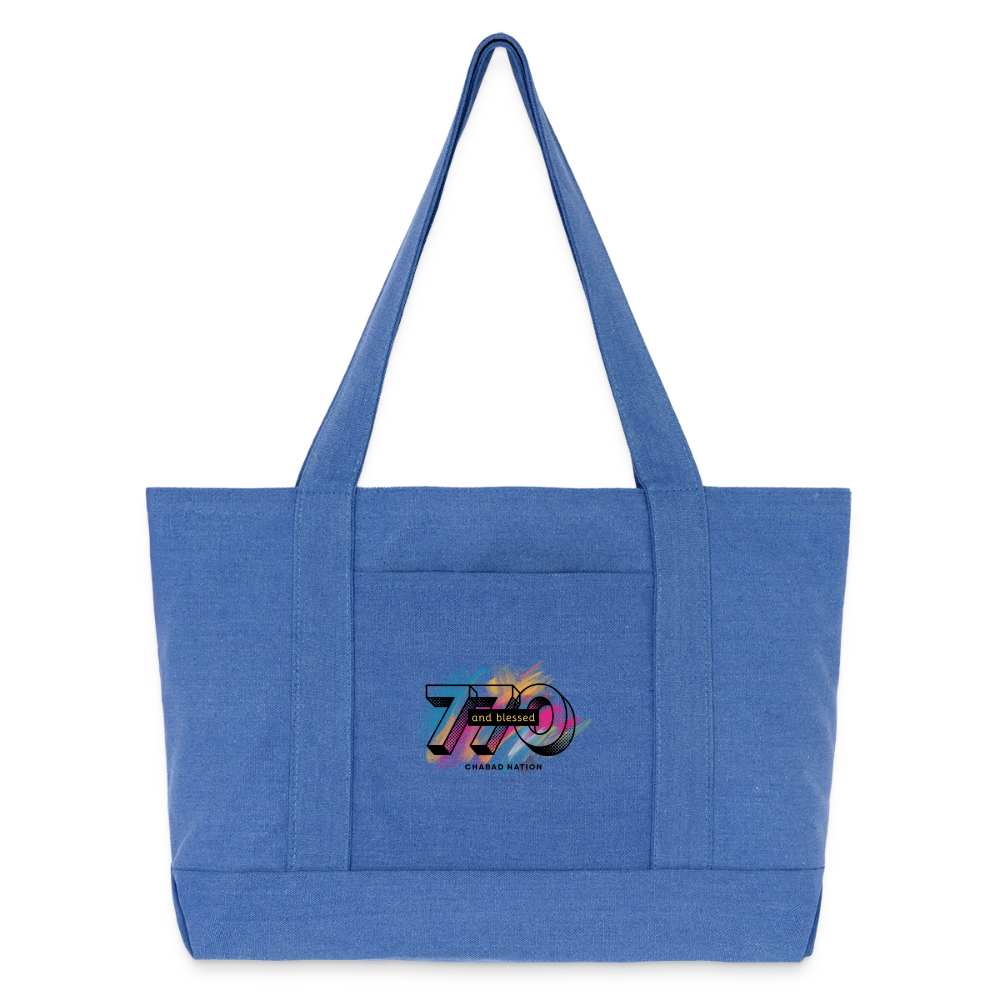 770 And Blessed  Cotton Pigment Dyed Tote Bag - periwinkle blue