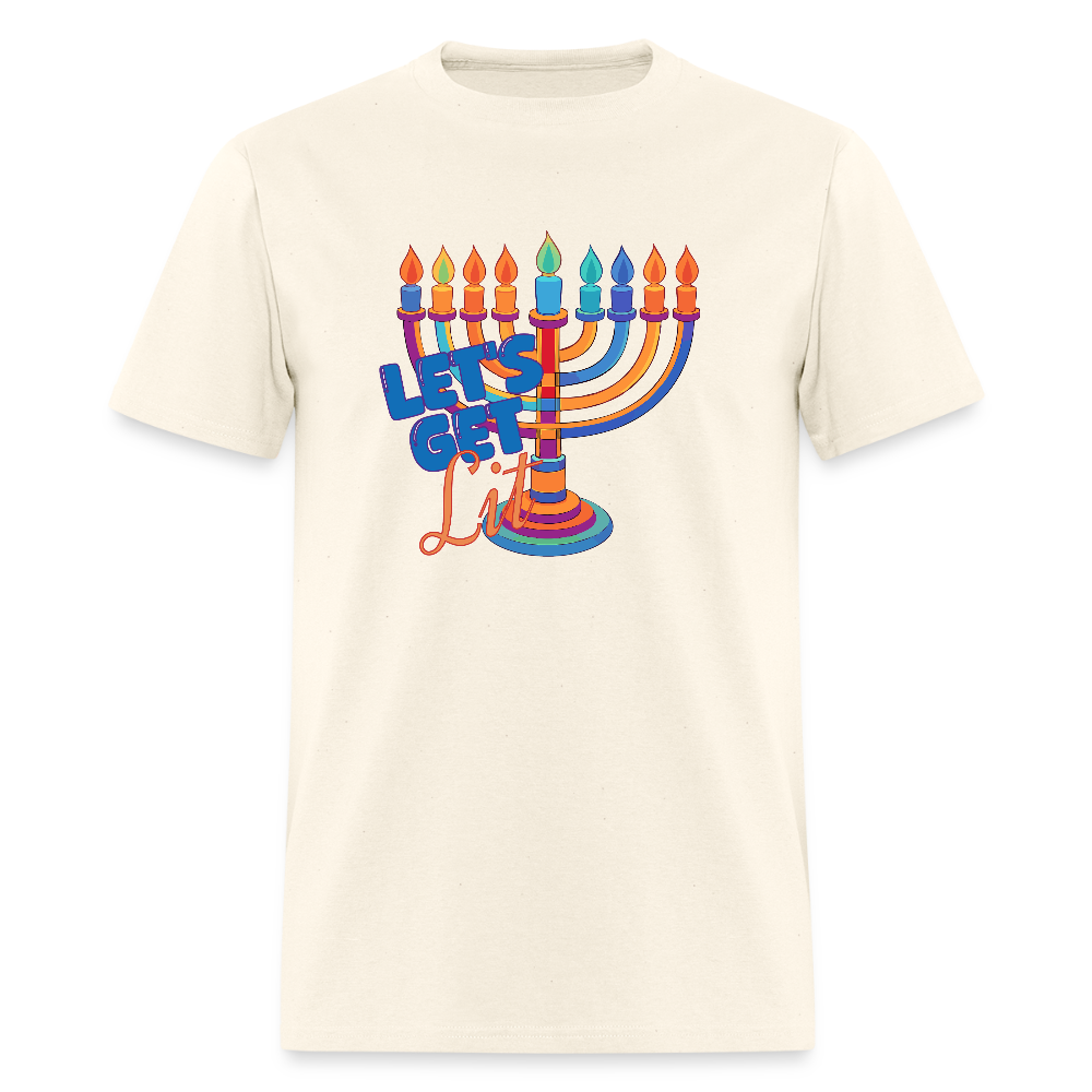Let's Get Lit Menorah Men's T-Shirt | GILDAN 5000 - sweet cream heather