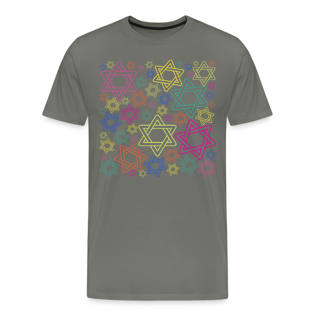 Neon Star of David Festival Men's Premium T-Shirt - asphalt gray