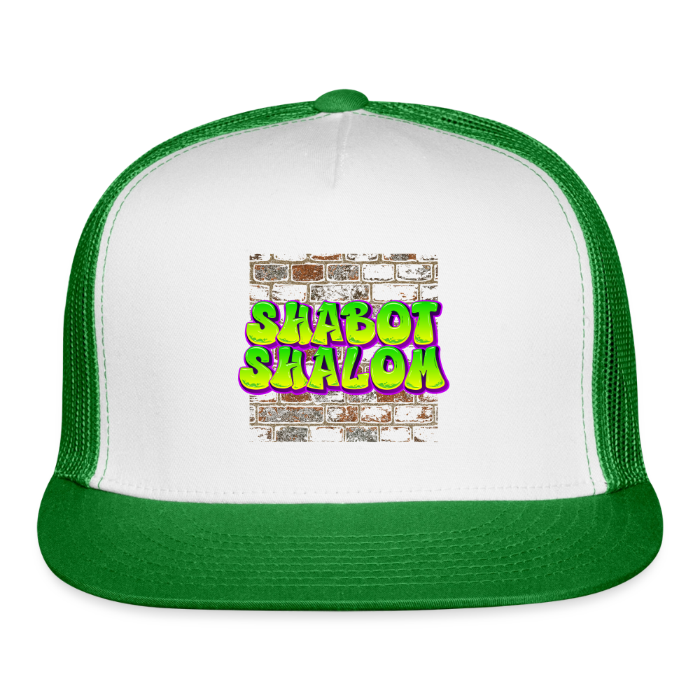 Shabot Shalom Brick 770 Graffiti Trucker Hat - white/kelly green