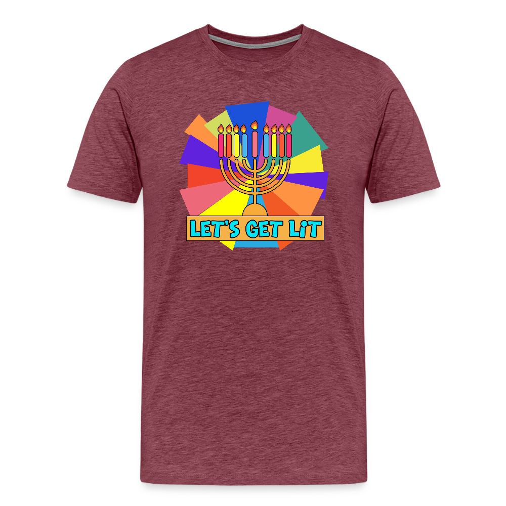 Glow & Get Lit Chanukah Menorah Men's Premium T-Shirt - heather burgundy
