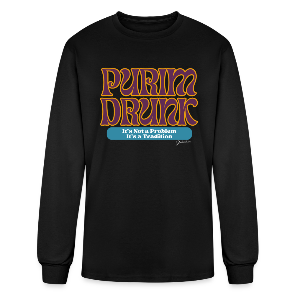 Purim Drunk Men's Long Sleeve T-Shirt - black