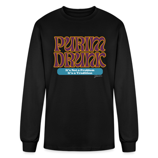 Purim Drunk Men's Long Sleeve T-Shirt - black