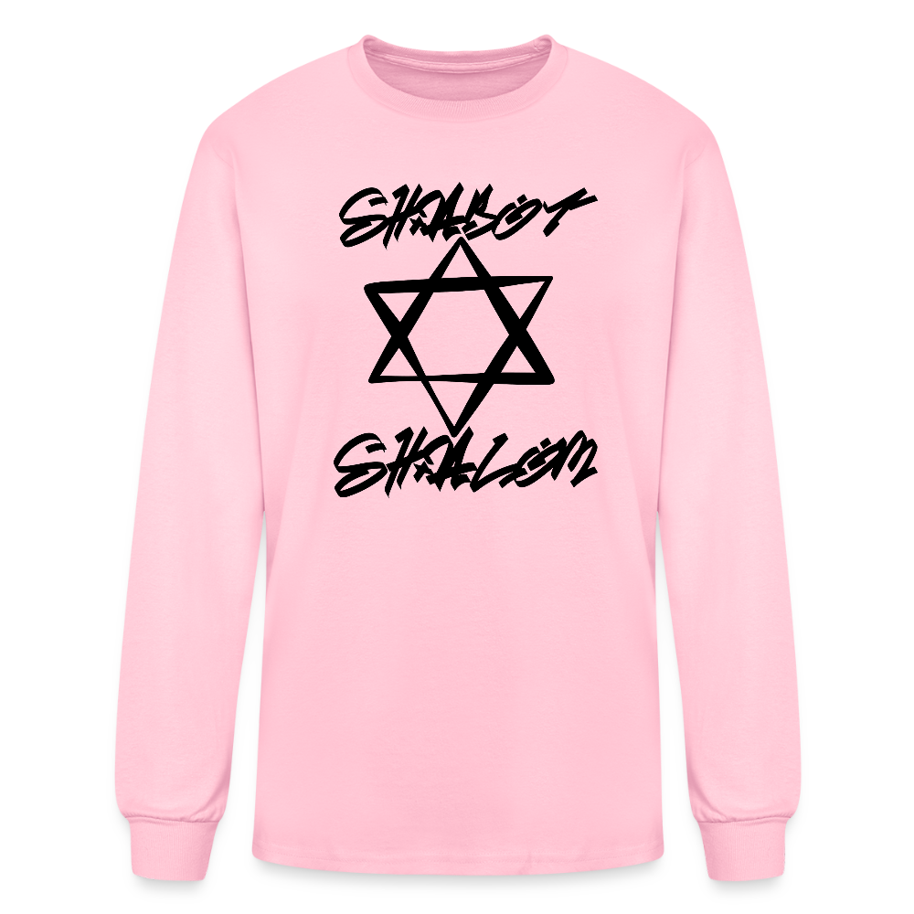 Shabbath Shalom Graffiti Star Men's Long Sleeve T-Shirt - pink