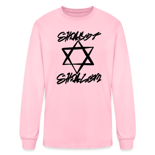 Shabbath Shalom Graffiti Star Men's Long Sleeve T-Shirt - pink