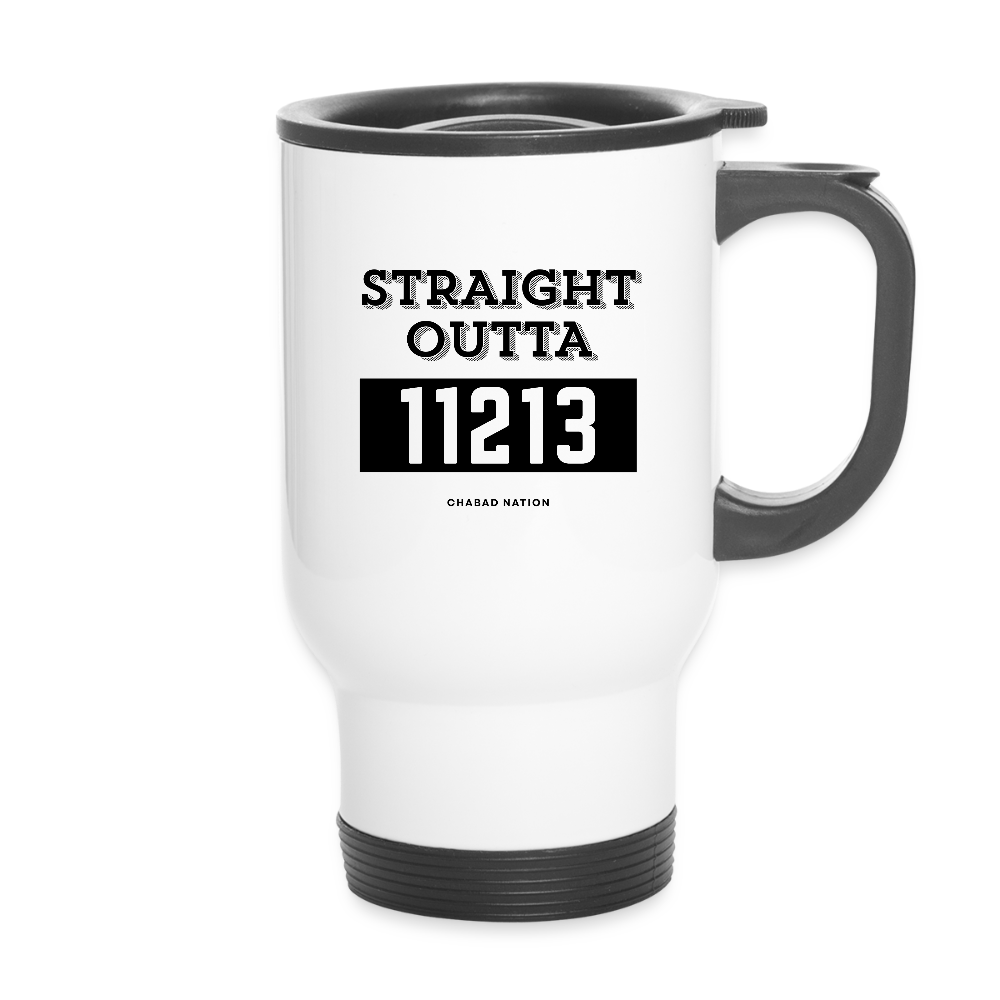 Straight Outta 11213 Travel Mug - white