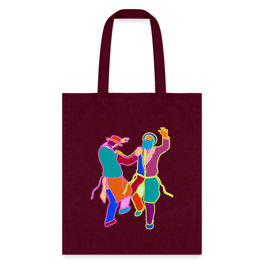 Colorful Dancing Rabbis Tote Bag - burgundy