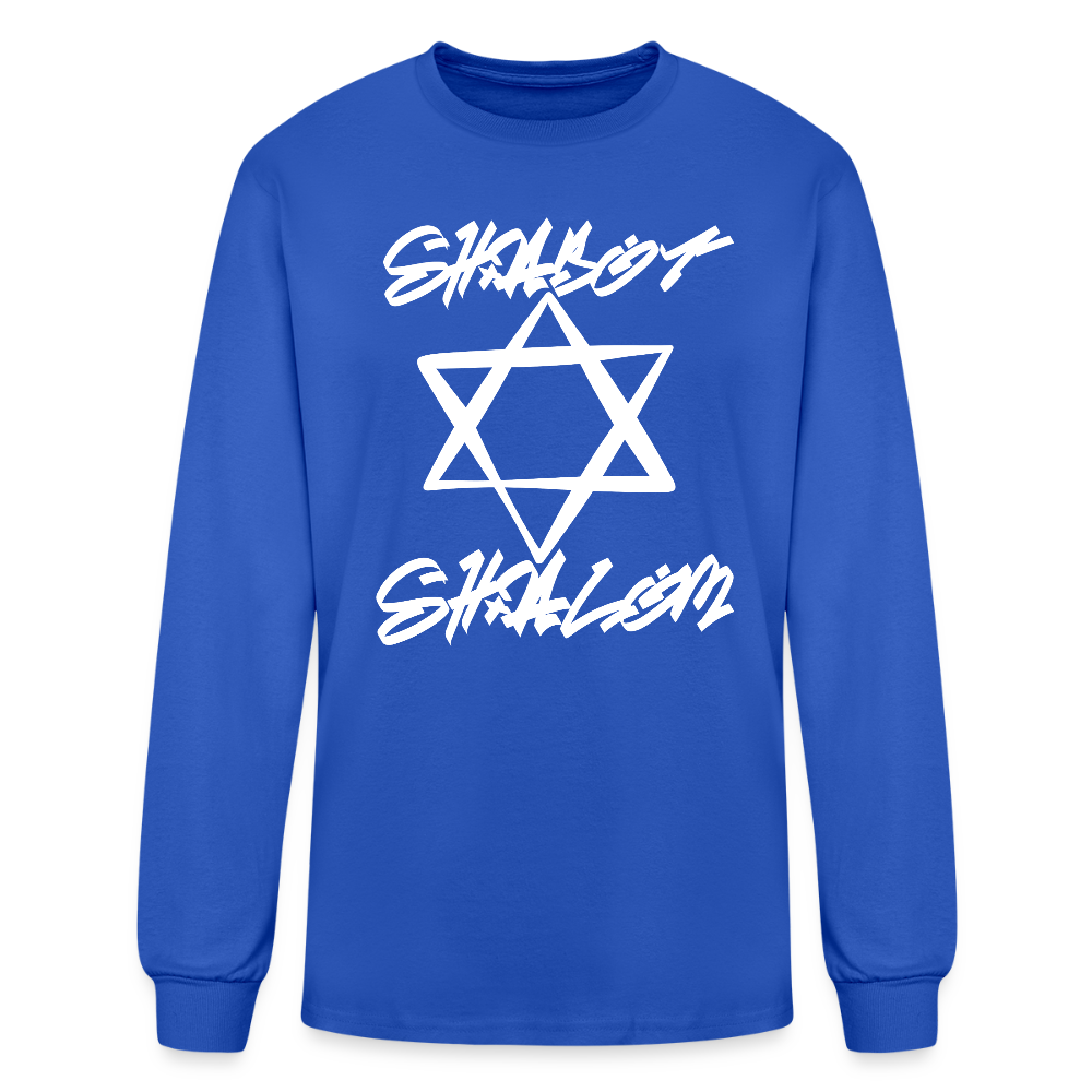 Shabbat Shalom Graffiti Light Star Men's Long Sleeve T-Shirt - royal blue