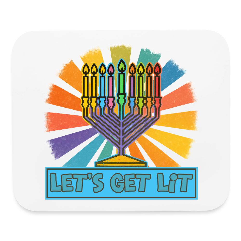 Radiant Retro “Let’s Get Lit” Menorah Mouse pad Horizontal - white