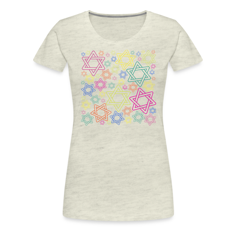 Neon Star of David Festival Women’s Premium T-Shirt - heather oatmeal