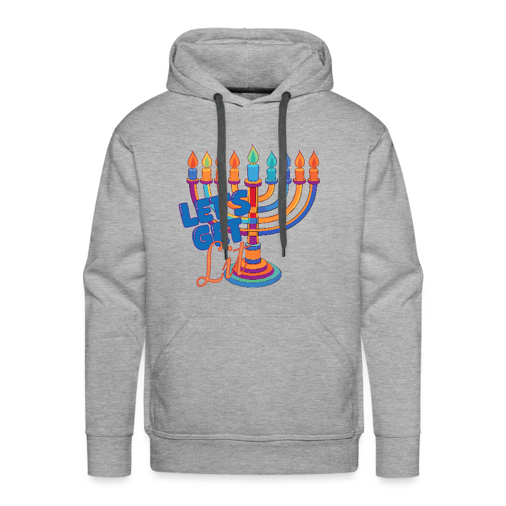 Let's Get Lit Menorah Men’s Premium Hoodie - heather grey