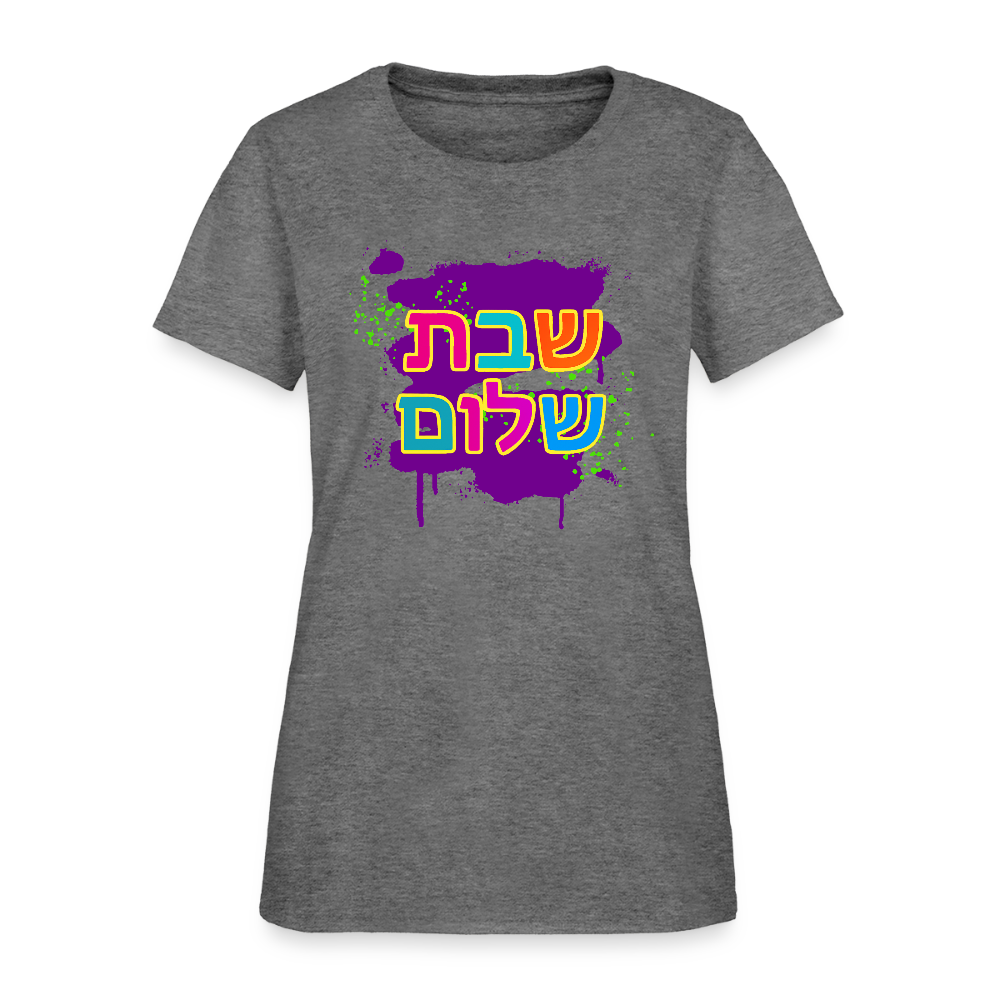 Shabbat Shalom Neon Pop Women's T-Shirt - graphite heather