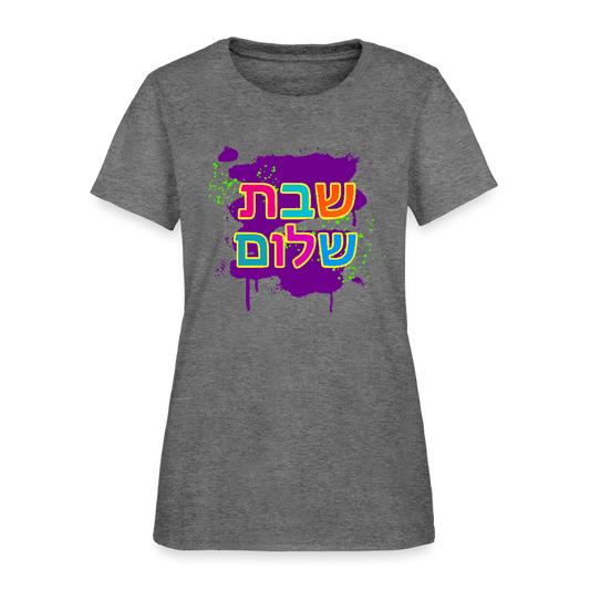 Shabbat Shalom Neon Pop Women's T-Shirt - graphite heather