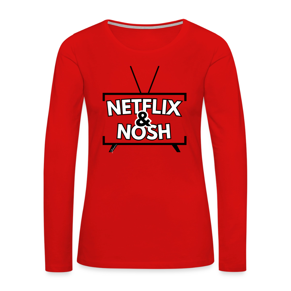 Netflix & Nosh Women's Premium Long Sleeve T-Shirt - red