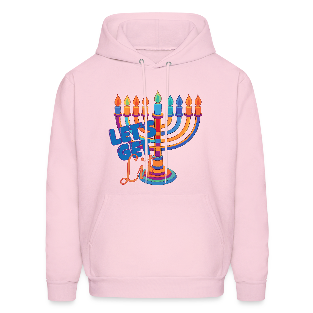 Let’s Get Lit Menorah Men's Hoodie - pale pink