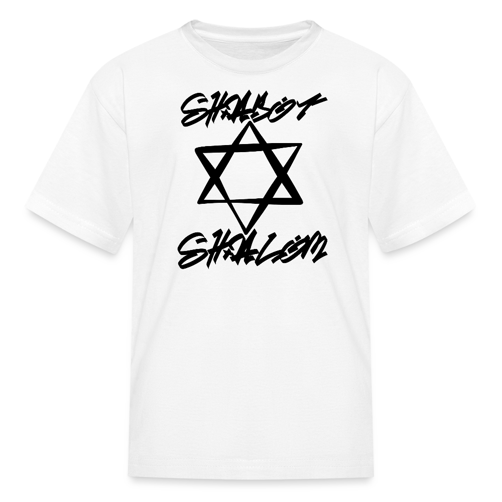 Shabbat Shalom Graffiti Star Kids' T-Shirt - white