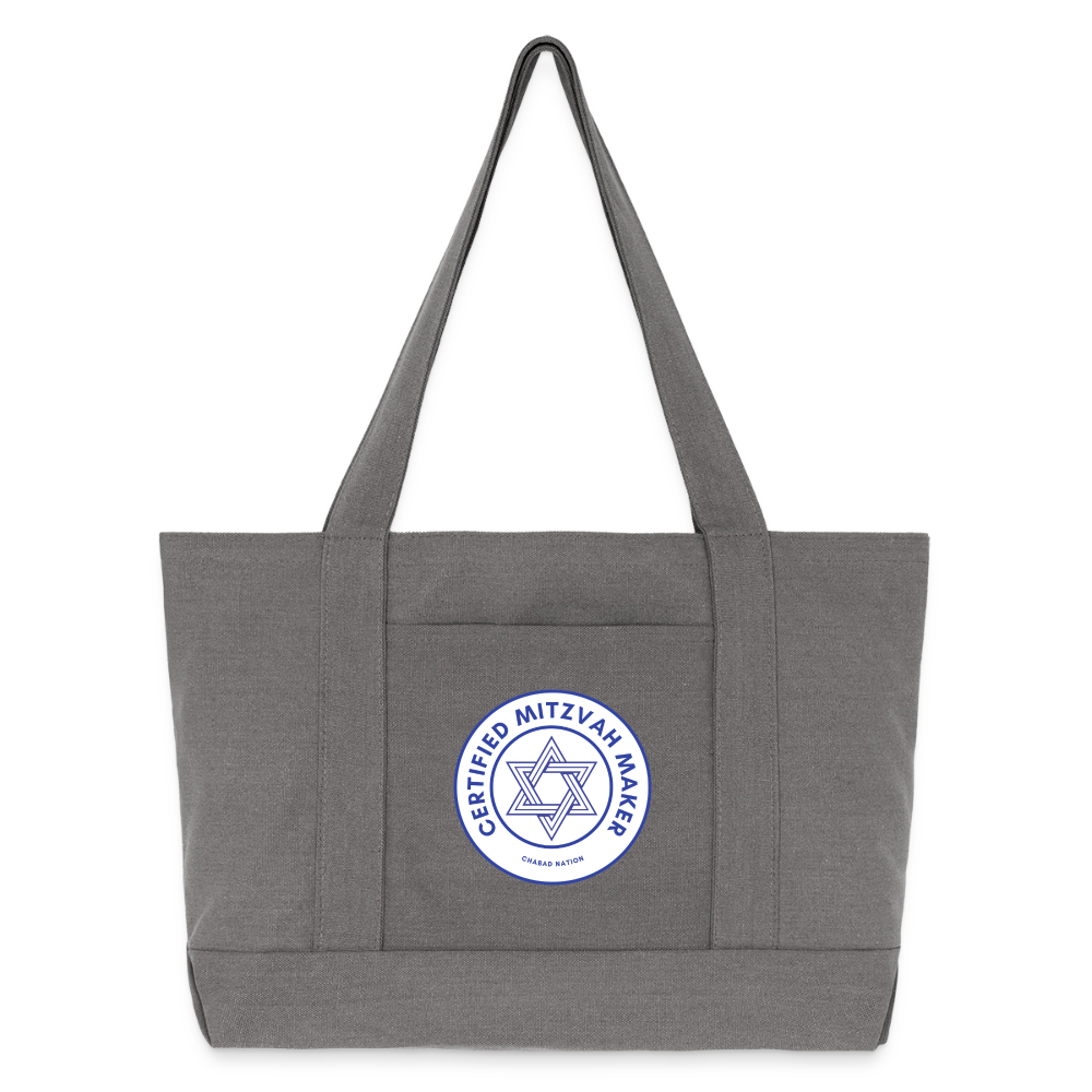 Certified Mitzvah Maker Cotton Pigment Dyed Tote Bag - charcoal grey
