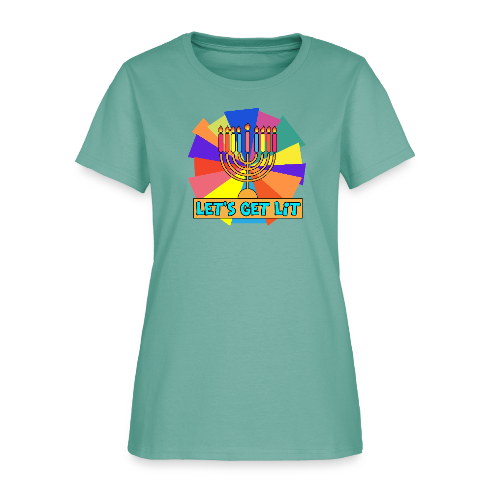 Glow & Get Lit Chanukah Menorah Women's T-Shirt - aquatic