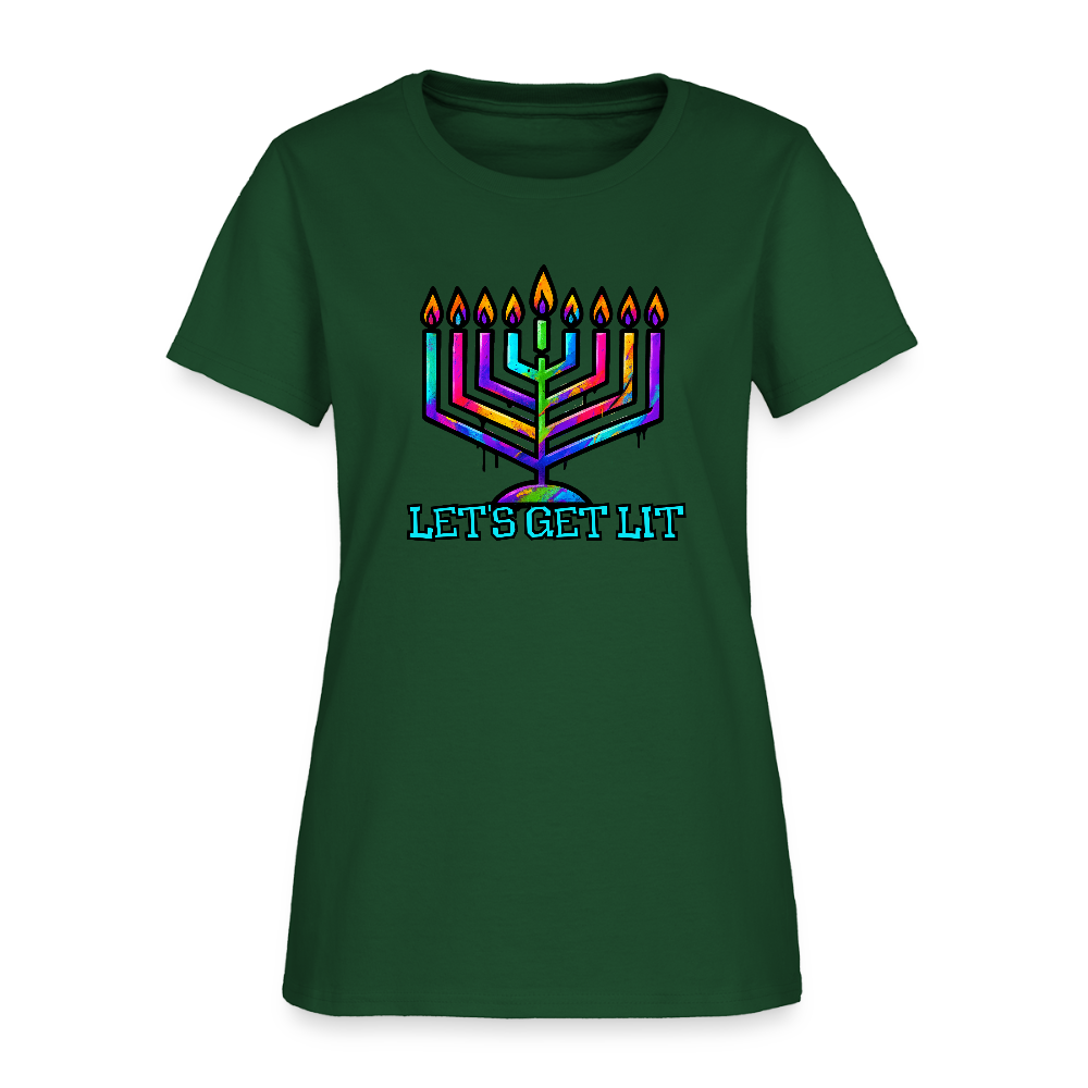Let's Get Lit Chabad Menorah Women's T-Shirt - forest green