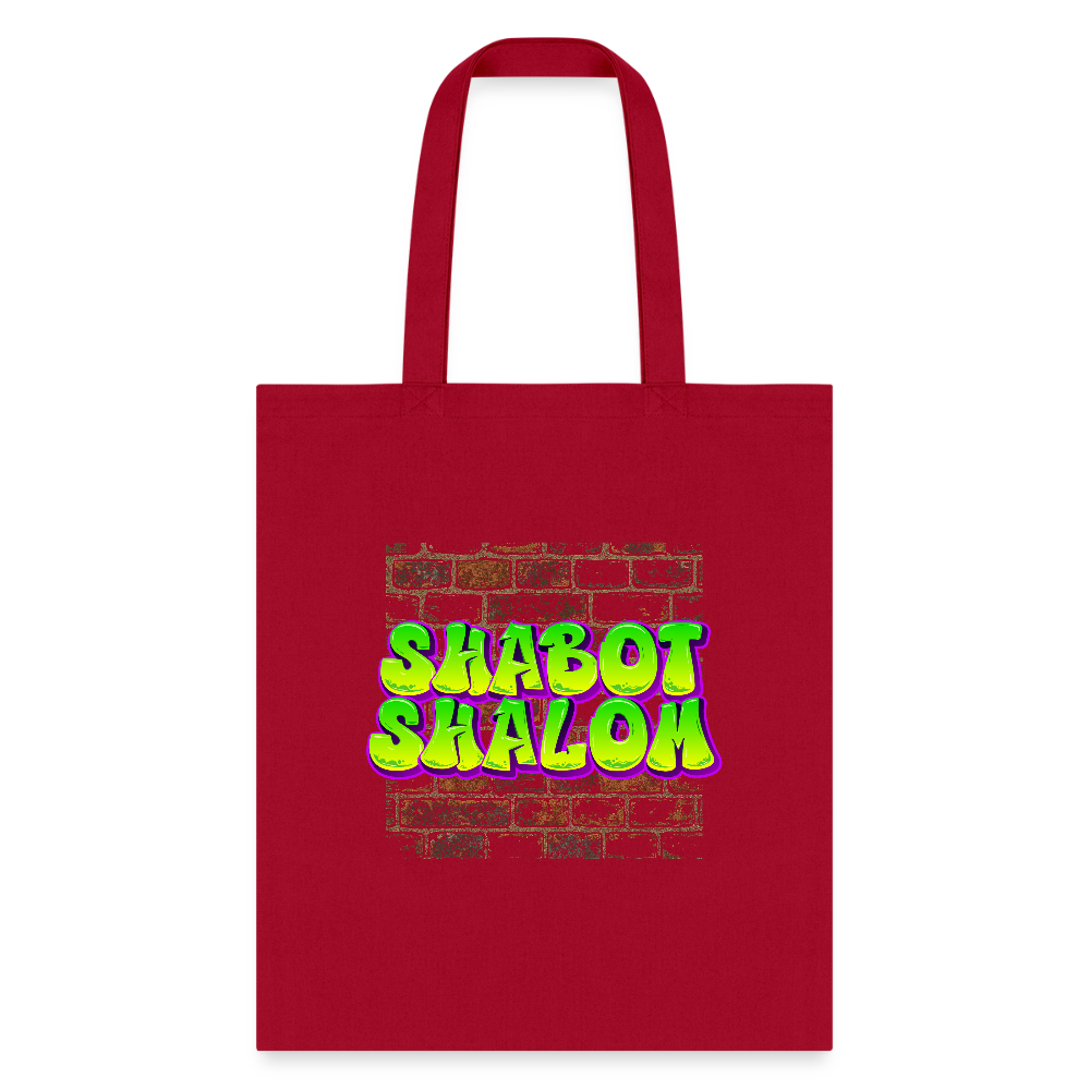 Shabot Shalom Brick 770 Graffiti Tote Bag - red