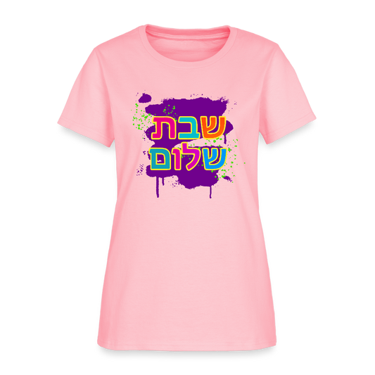 Shabbat Shalom Neon Pop Women's T-Shirt - pink
