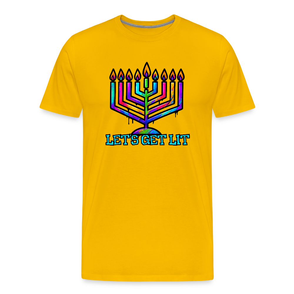 Let's Get Lit Chabad Menorah Men's Premium T-Shirt - sun yellow