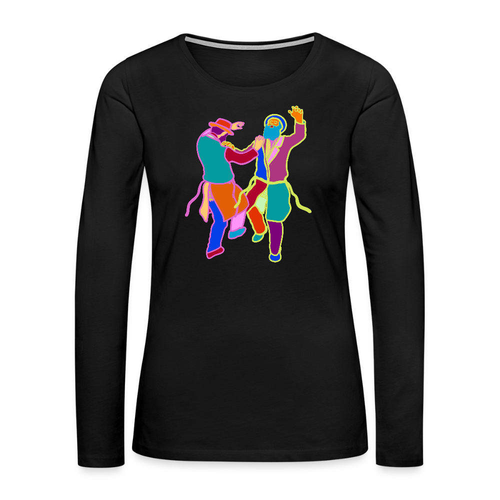 Colorful Dancing Rabbis Women's Premium Long Sleeve T-Shirt - black
