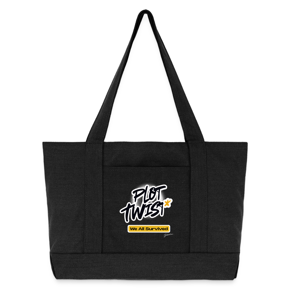 Plot Twist Cotton Pigment Dyed Tote Bag - washed black