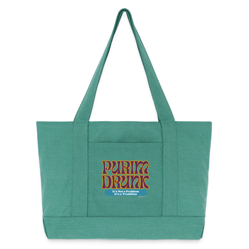 Purim Drunk Cotton Pigment Dyed Tote Bag - mermaid green