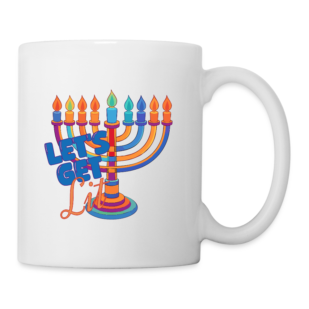 Let's Get Lit Menorah Coffee/Tea Mug - white