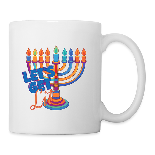 Let's Get Lit Menorah Coffee/Tea Mug - white