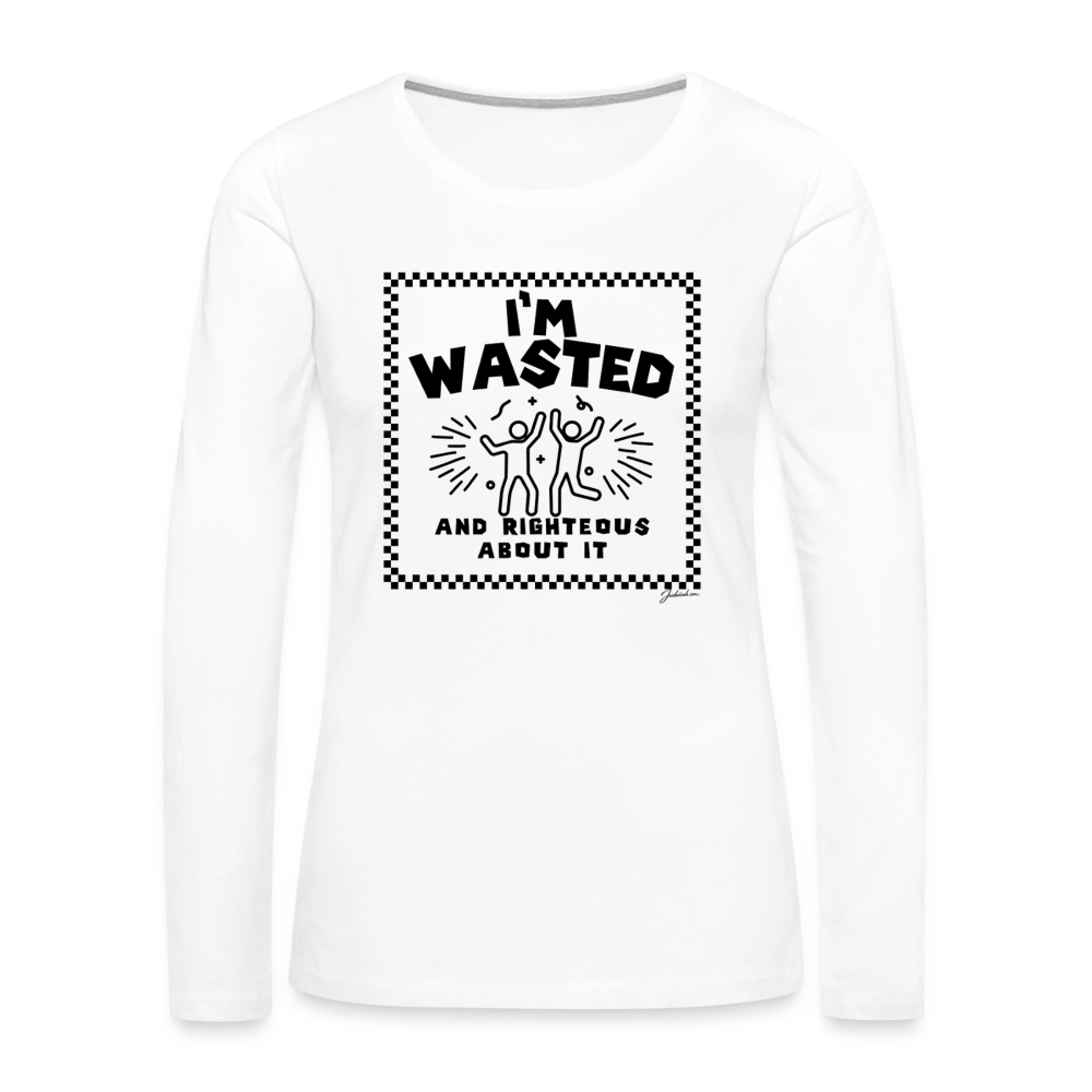Wasted & Righteous Women's Premium Long Sleeve T-Shirt - white