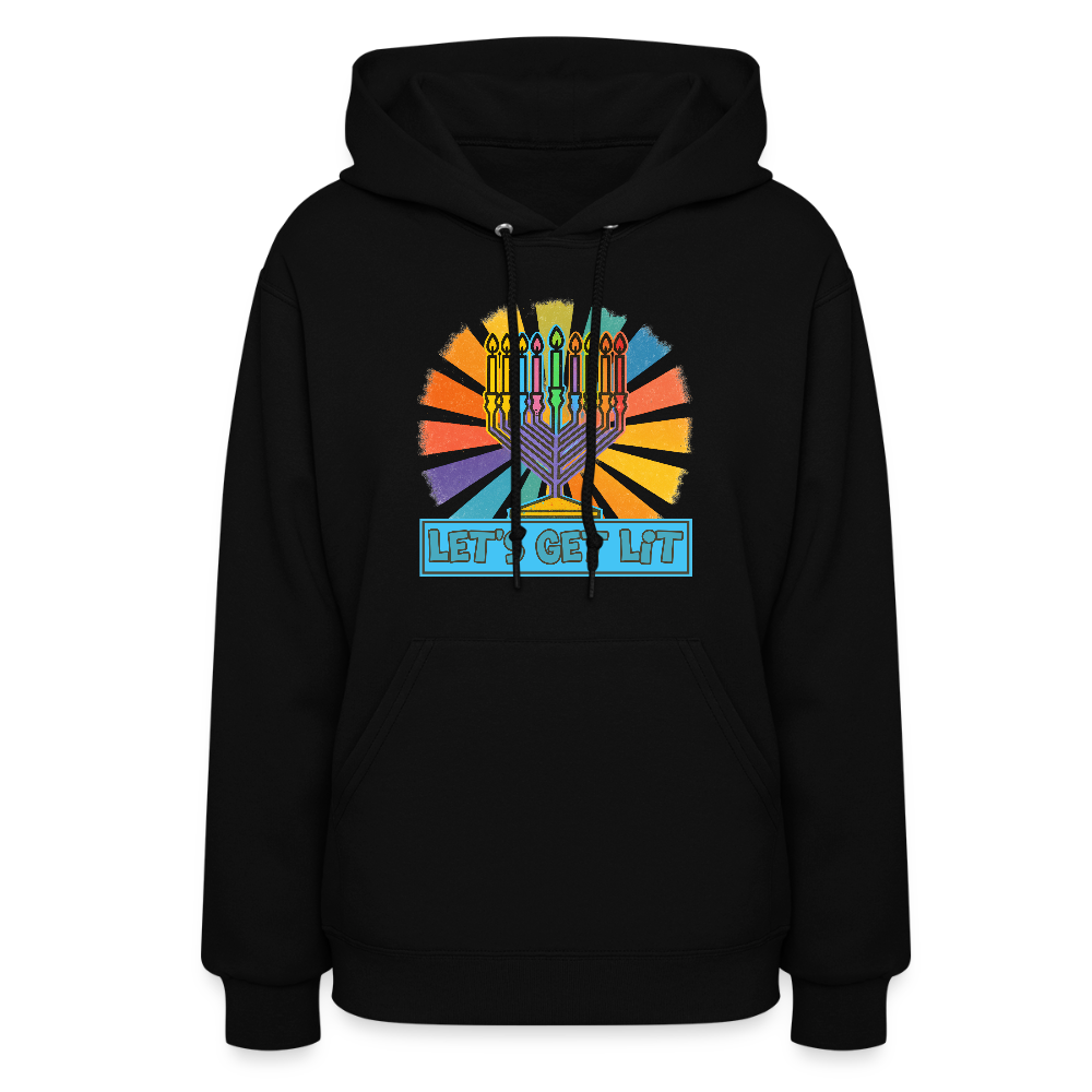 Radiant Retro Let's Get Lit Menorah Women's Hoodie - black