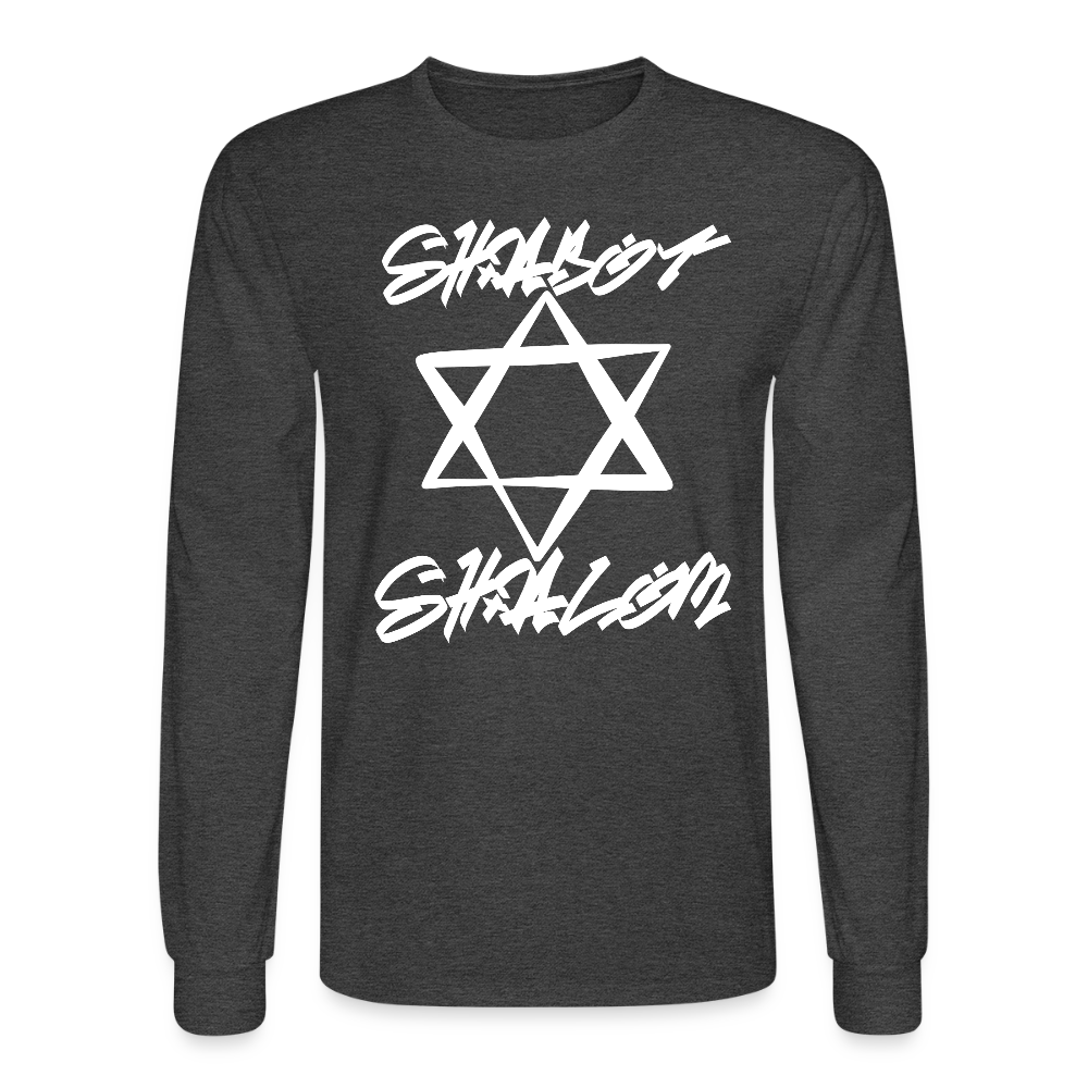 Shabbat Shalom Graffiti Light Star Men's Long Sleeve T-Shirt - heather black