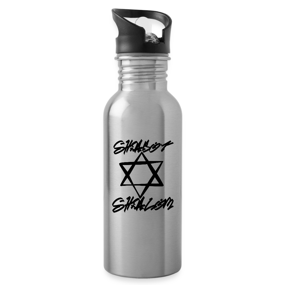 Shabbat Shalom Graffiti Star Water Bottle - silver