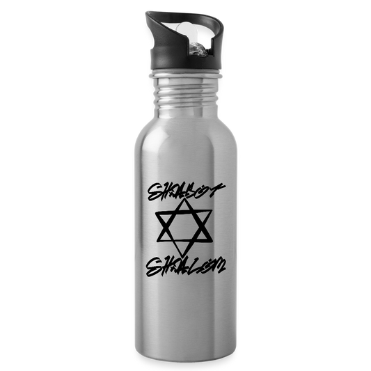 Shabbat Shalom Graffiti Star Water Bottle - silver