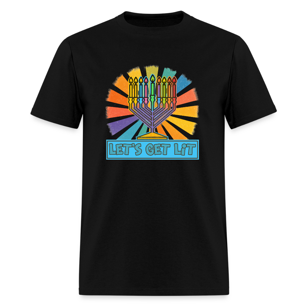 Radiant Retro Let's Get Lit Menorah Men's T-Shirt | GILDAN 5000 - black