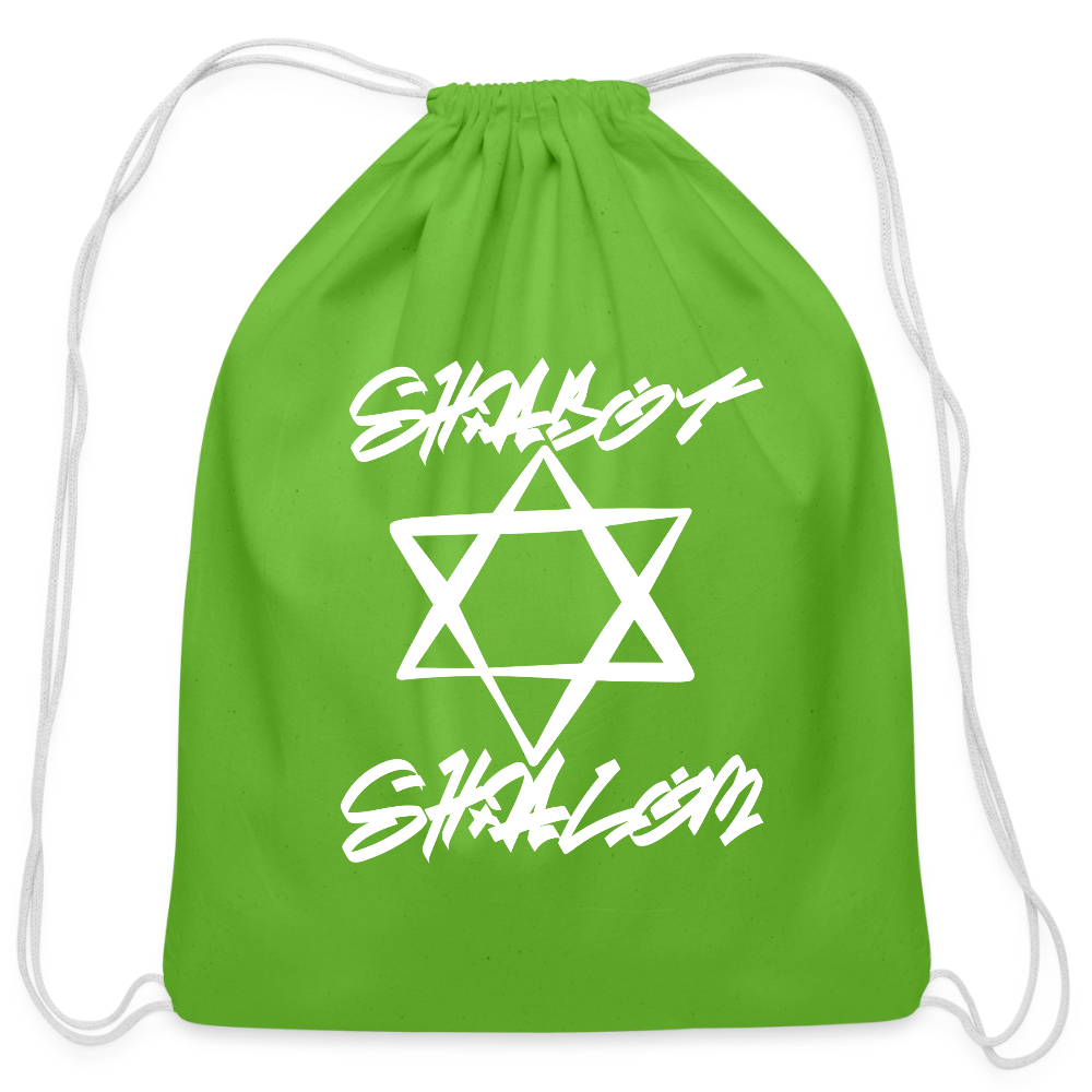 Shabbat Shalom Graffiti Light Star Cotton Drawstring Bag - clover