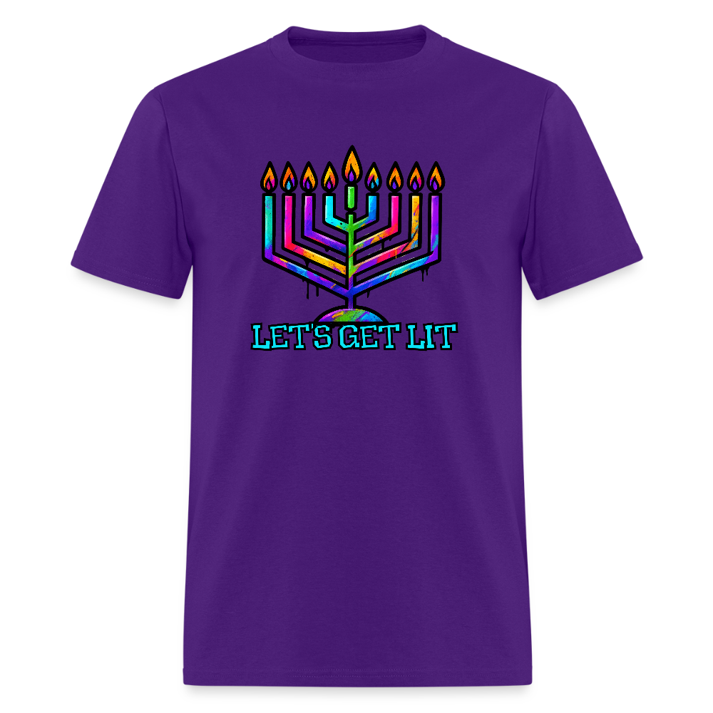 Let's Get Lit Chabad Menorah Men's T-Shirt | GILDAN 5000 - purple