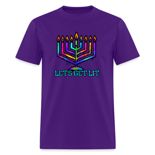 Let's Get Lit Chabad Menorah Men's T-Shirt | GILDAN 5000 - purple