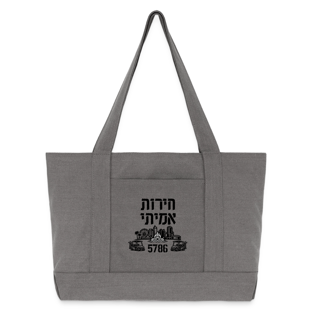 True Freedom 5786 Cotton Pigment Dyed Tote Bag - charcoal grey