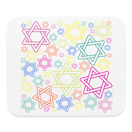 Neon Star of David Festival Mouse pad Horizontal - white